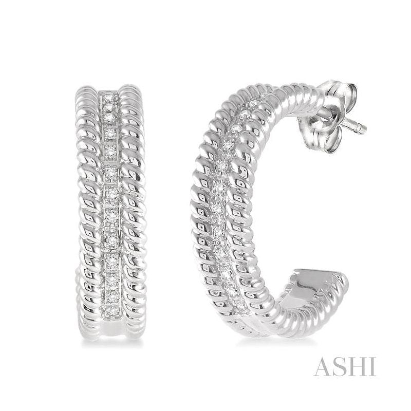 ASHI Silver Rope Diamond Half Hoop Earrings 87478PPSSSLER