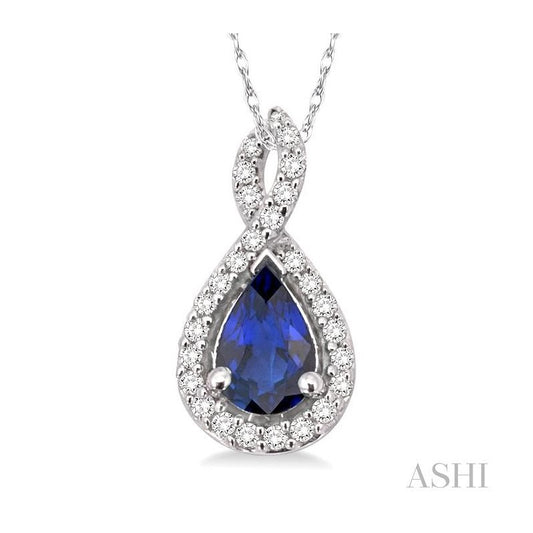 ASHI Pear Shape Gemstone & Halo Diamond Pendant 58368PPFNPDSPWG