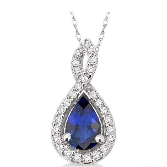 Parkplace Jewelers Pear Shape Gemstone & Halo Diamond Pendant 58368PPFNPDSPWG