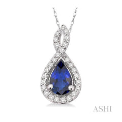 ASHI Pear Shape Gemstone & Halo Diamond Pendant 58368PPFNPDSPWG