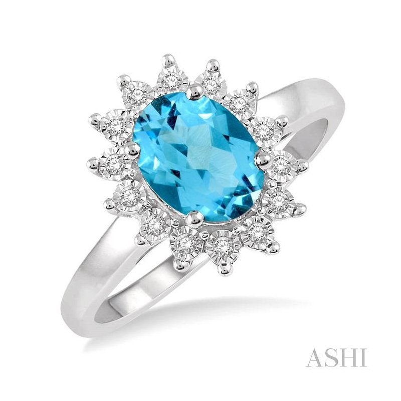 ASHI Oval Shape Gemstone & Halo Diamond Ring 50588PPTSBTWG