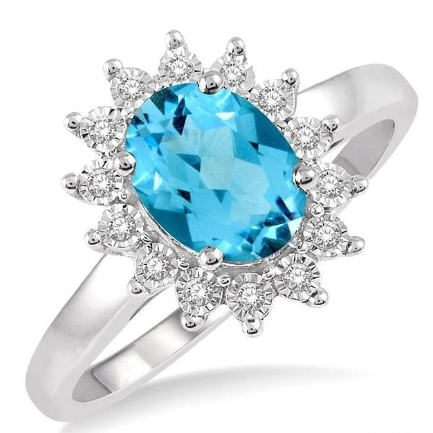 Parkplace Jewelers Oval Shape Gemstone & Halo Diamond Ring 50588PPTSBTWG