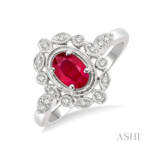 ASHI Oval Shape Gemstone & Diamond Ring 42778PPTSRBWG