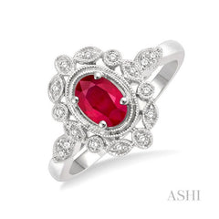 ASHI Oval Shape Gemstone & Diamond Ring 42778PPTSRBWG