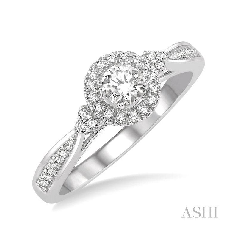 ASHI Round Shape Halo Diamond Engagement Ring 266J4PPFHWG-LE