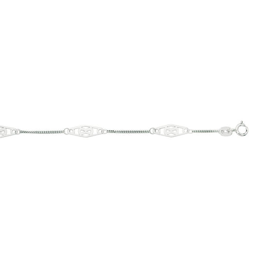 Royal Chain 14K 10in White Gold Diamond Cut/ Textured Anklet with Spring Ring Clasp ANK139