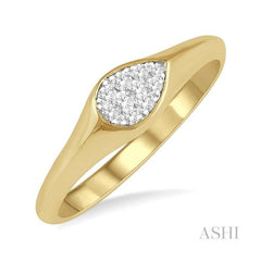 ASHI Pear Shape Lovebright Essential Diamond Signet Ring 375M8PPFHYW