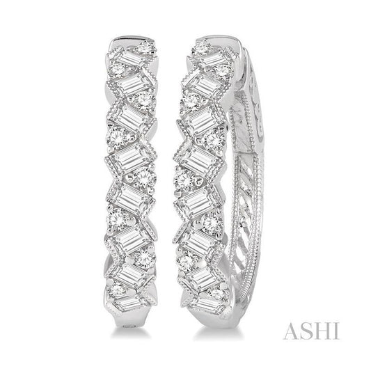 ASHI Scatter Zig-Zag Baguette Diamond Fashion Hoop Earrings 621B1PPFHERWG