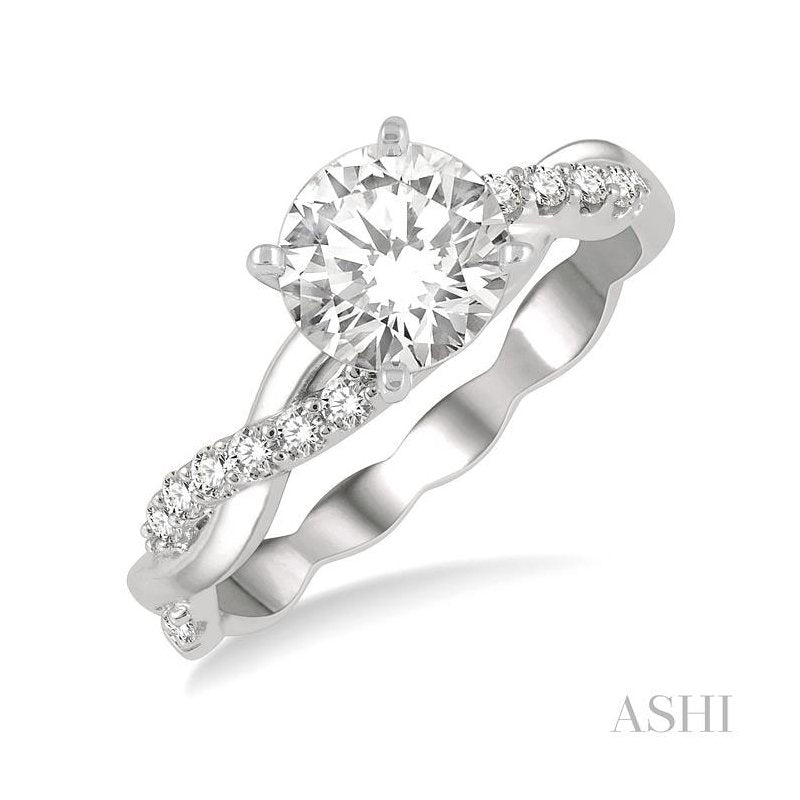 ASHI Round Shape Semi-Mount Diamond Engagement Ring 263J7PPFHWG-SM