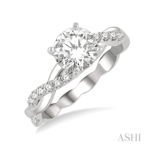 ASHI Round Shape Semi-Mount Diamond Engagement Ring 263J7PPFHWG-SM