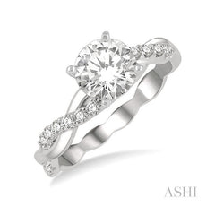 ASHI Round Shape Semi-Mount Diamond Engagement Ring 263J7PPFHWG-SM
