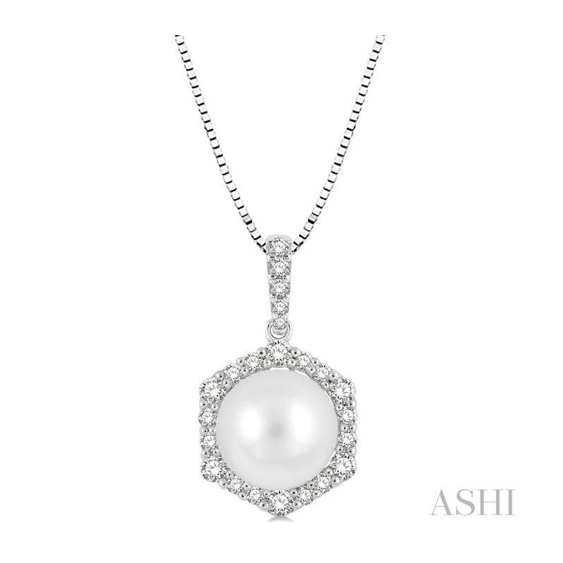 ASHI Pearl & Halo Diamond Fashion Pendant 56175PPFGPDWPWG