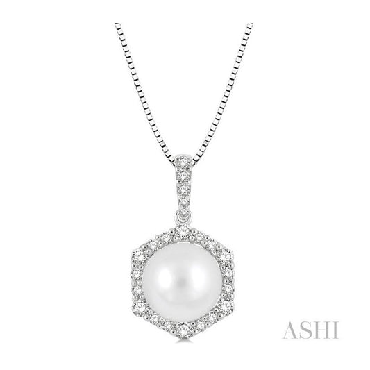 ASHI Pearl & Halo Diamond Fashion Pendant 56175PPFGPDWPWG