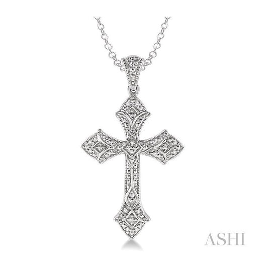 ASHI Silver Cross Diamond Pendant 87689PPSSSLPD