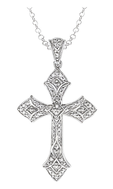 Parkplace Jewelers Silver Cross Diamond Pendant 87689PPSSSLPD