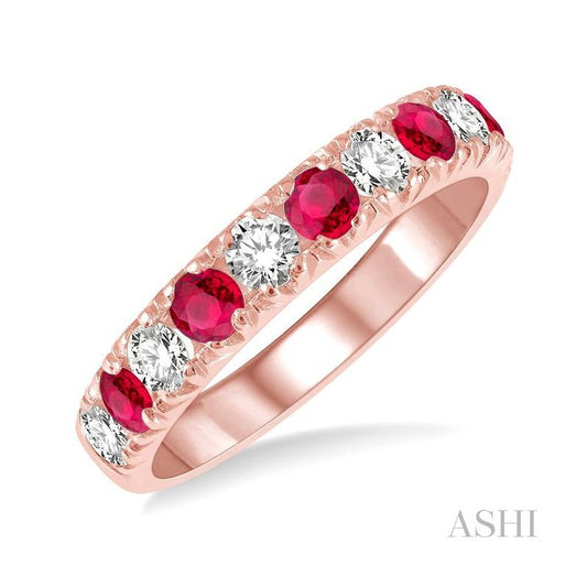 ASHI 11 Alternate Gemstone & Diamond Wedding Band 46503PPFGRBPG