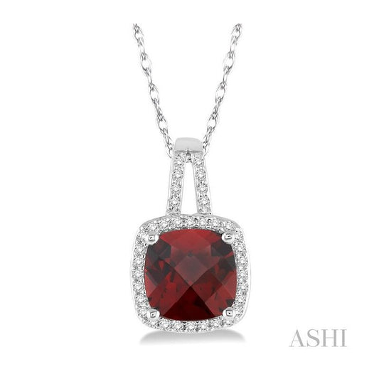 ASHI Cushion Shape Gemstone & Halo Diamond Pendant 61147PPTSPDGTWG