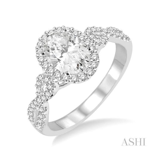 ASHI Oval Shape Halo Diamond Engagement Ring 245C3PPFHWG-LE