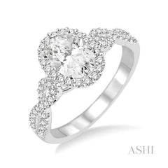 ASHI Oval Shape Halo Diamond Engagement Ring 245C3PPFHWG-LE