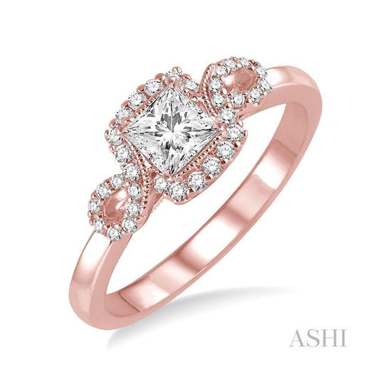 ASHI Princess Shape Halo Diamond Engagement Ring 28994PPFHPG-LE
