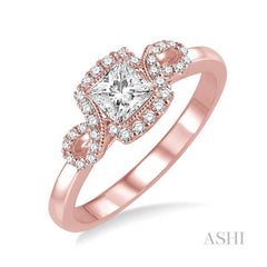 ASHI Princess Shape Halo Diamond Engagement Ring 28994PPFHPG-LE