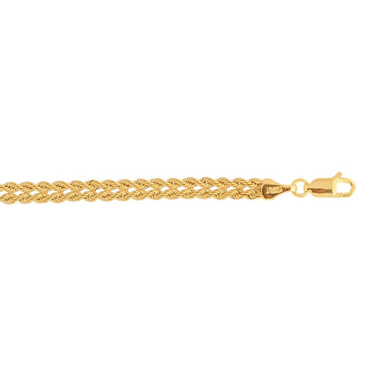 Royal Chain 10K 7.25in Yellow Gold Diamond Cut/Textured Bracelet with Lobster Clasp 021HDB