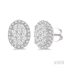 ASHI Oval Shape Halo Lovebright Essential Diamond Earrings 914A1PPFVERWG