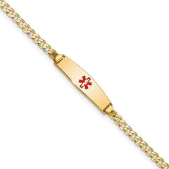 Quality Gold 14k Medical Soft Diamond Shape Red Enamel Curb ID Bracelet XM596CC