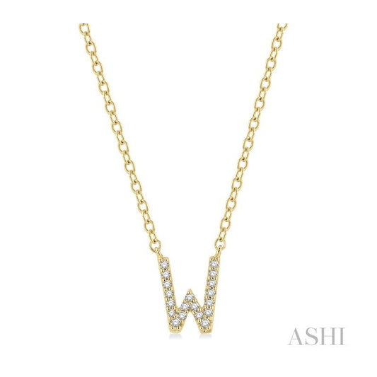 ASHI Block 'W' Initial Diamond Pendant 912F9PPTSPDYG-W