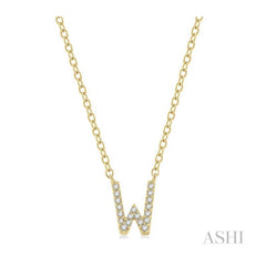 ASHI Block 'W' Initial Diamond Pendant 912F9PPTSPDYG-W