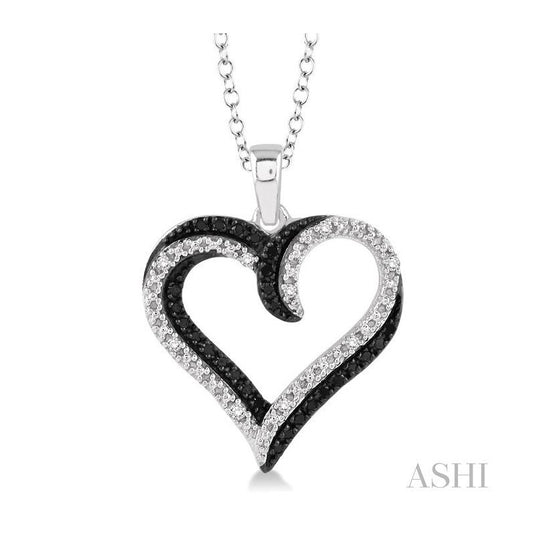 ASHI Silver Heart Shape Black Diamond Fashion Pendant 87146PPSSSLPD