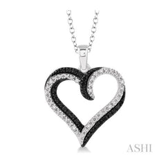 ASHI Silver Heart Shape Black Diamond Fashion Pendant 87146PPSSSLPD