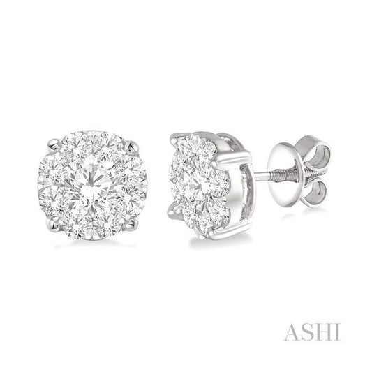 ASHI Round Shape Lovebright Essential Diamond Stud Earrings 91750PPFGERWG-2.10