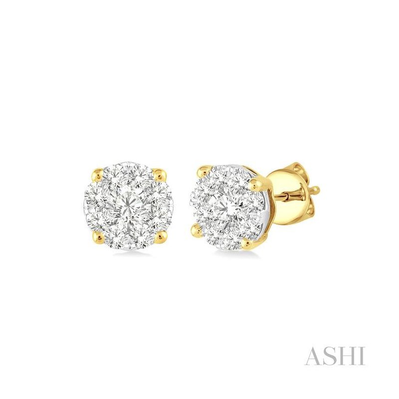 ASHI Round Shape Lovebright Essential Diamond Stud Earrings 91756PPFGERYW