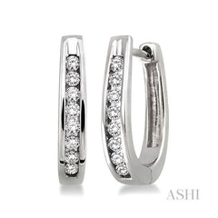 ASHI Silver Diamond Hoop Earrings 87236PPSXSLER