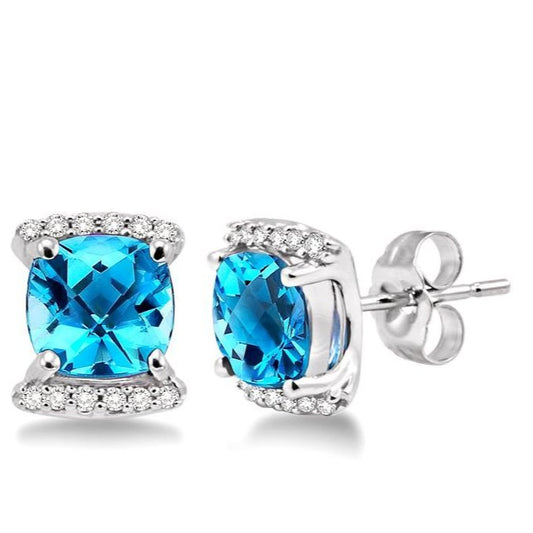 Parkplace Jewelers Cushion Shape Gemstone & Diamond Earrings 60918PPFNERBTWG