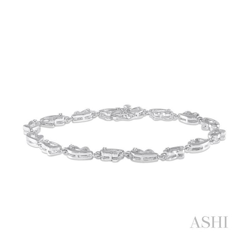 ASHI Silver Heart Shape Diamond Bracelet 85079PPSSSLTB