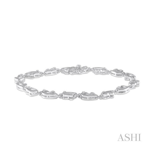 ASHI Silver Heart Shape Diamond Bracelet 85079PPSSSLTB