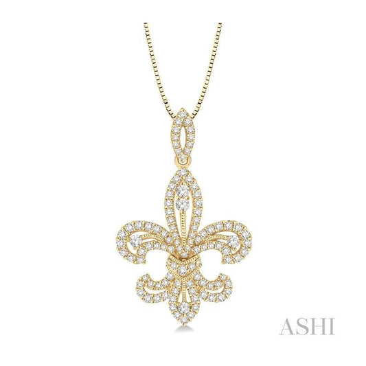 ASHI Fleur De Lis Diamond Pendant 98372PPFHPDYG