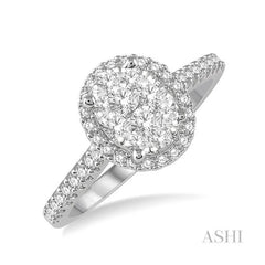 ASHI Oval Shape Halo Lovebright Essential Diamond Engagement Ring 125F3PPFVWY