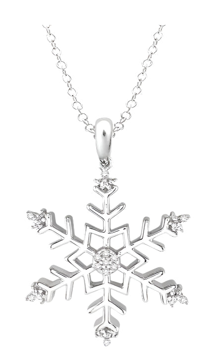 Parkplace Jewelers Silver Snow Flake Diamond Fashion Pendant 87699PPSSSLPD