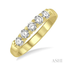 ASHI Round Shape 5 Stone Diamond Wedding Band 33343PPFGYG
