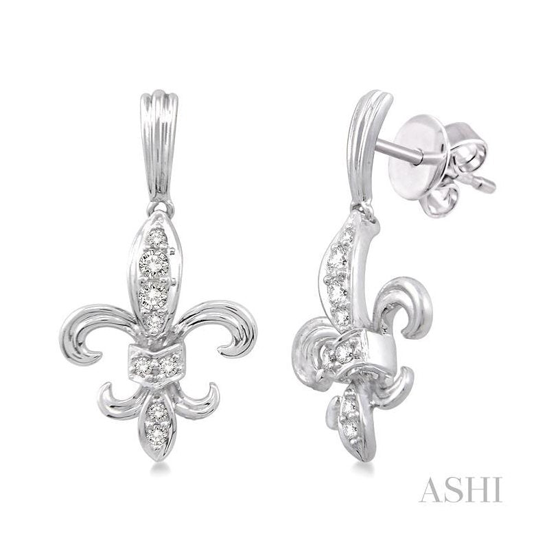 ASHI Fleur De Lis Diamond Earrings 94706PPFVERWG