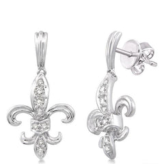 Parkplace Jewelers Fleur De Lis Diamond Earrings 94706PPFVERWG