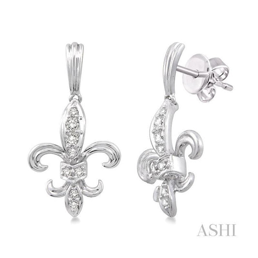 ASHI Fleur De Lis Diamond Earrings 94706PPFVERWG