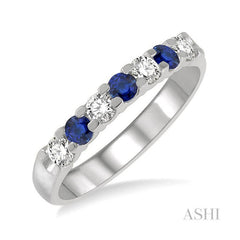 ASHI 7 Alternate Gemstone & Diamond Wedding Band 46484PPFGSPWG