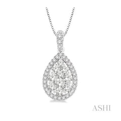 ASHI Pear Shape Halo Lovebright Essential Diamond Pendant 96095PPFVPDWG
