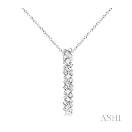 ASHI Scatter Zig-Zag Vertical Bar Baguette Diamond Fashion Pendant 621B3PPFHPDWG