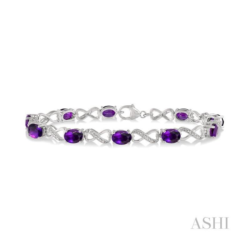 ASHI Silver Oval Shape Gemstone & Diamond Bracelet 85188PPSSAMSLTB