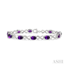 ASHI Silver Oval Shape Gemstone & Diamond Bracelet 85188PPSSAMSLTB